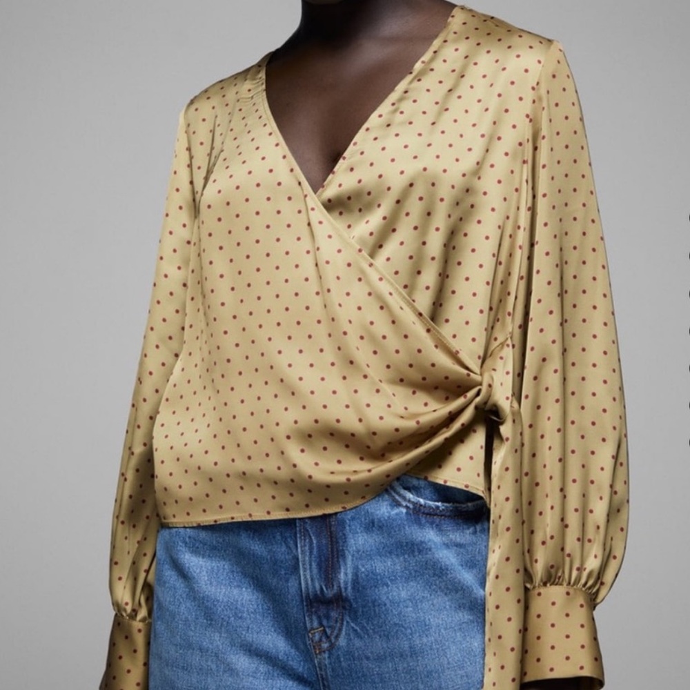 Zara Wrap Blouse with Red Polka Dots
